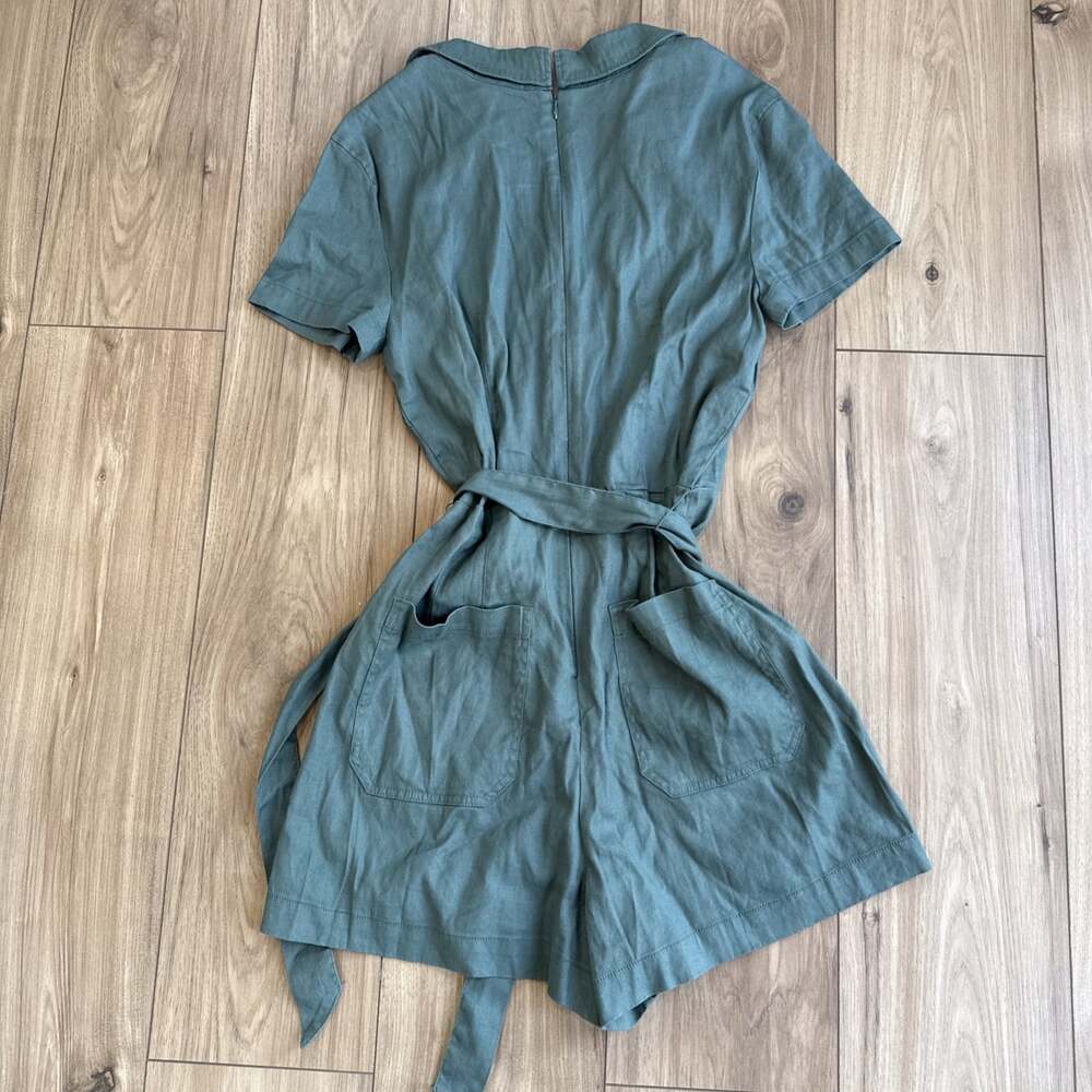 Anthropologie Maeve Short Sleeve Wrap Romper Tie Waist Sz 14 NWT Classic Boho - Picture 9 of 11